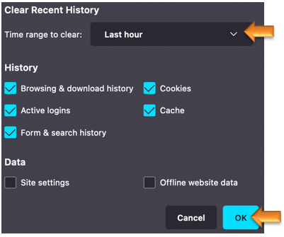 clear browsing data firefox mac